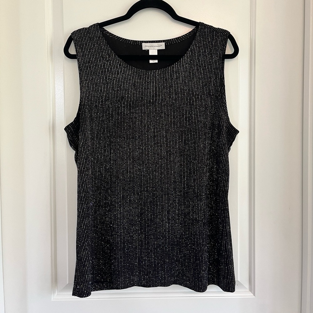 Christopher & banks colourful glitter striped layering top size lg